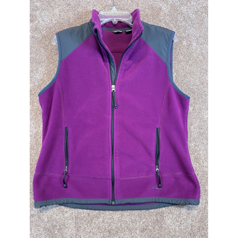 Eddie Bauer Womens Fleece Vest Purple Gray Polartec Wind Pro Size L